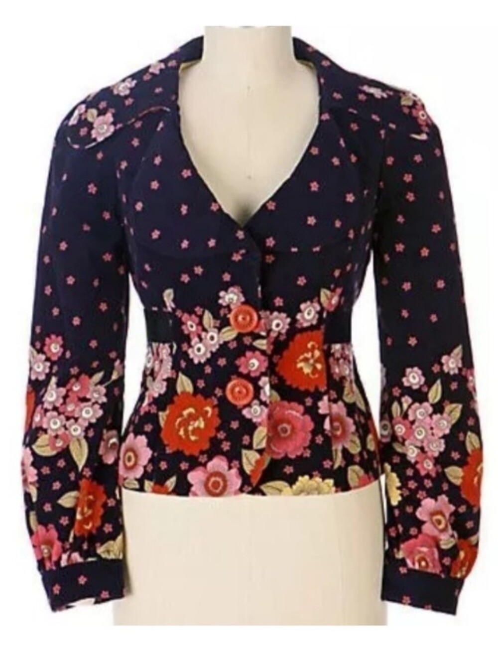 Elevenses Floral Cropped Blazer with Pink & Red Blooms - Picture 5 of 5